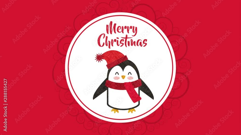 happy merry christmas card with little penguin happy merry christmas card with little penguin