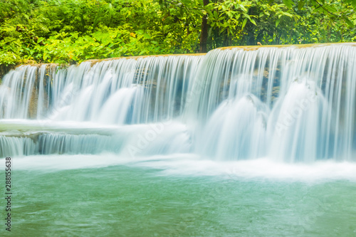 Fototapeta Naklejka Na Ścianę i Meble -  Huai Mae Khamin Waterfalls in Tropical Rainforest at Kanchanaburi Province, Thailand