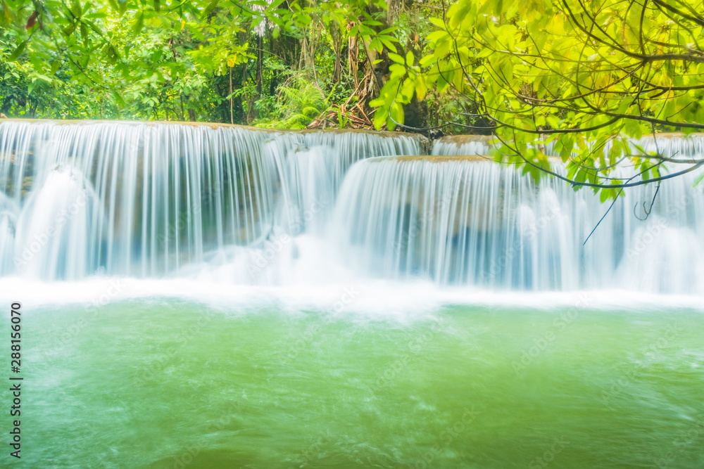 Huai Mae Khamin Waterfalls in Tropical Rainforest at Kanchanaburi Province, Thailand Huai Mae Khamin Waterfalls in Tropical Rainforest at Kanchanaburi Province, Thailand