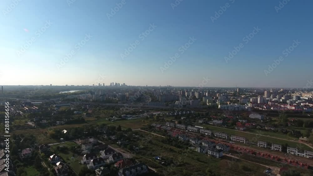 Warsaw suburbs and Vistula river view from above Warsaw suburbs and Vistula river view from above