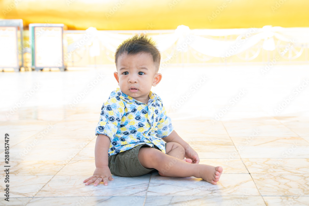 Toddler baby boy crawl on marble floor Toddler baby boy crawl on marble floor