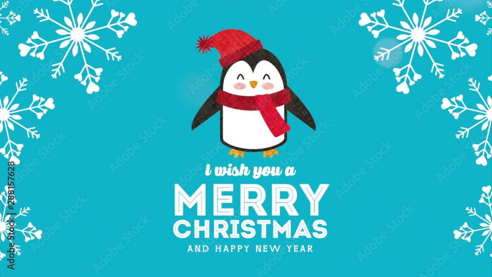 happy merry christmas card with little penguin happy merry christmas card with little penguin