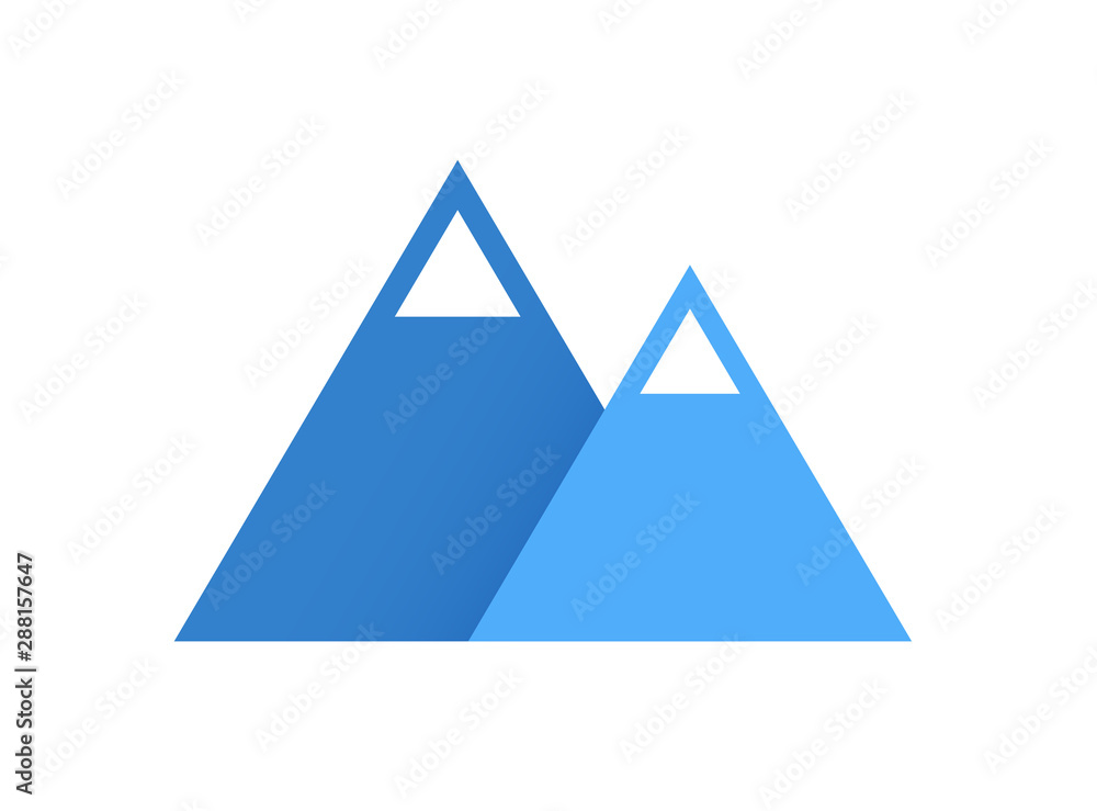 Blue mountains, Flat vector logo. Icon illustration isolated on white background. Blue mountains, Flat vector logo. Icon illustration isolated on white background.