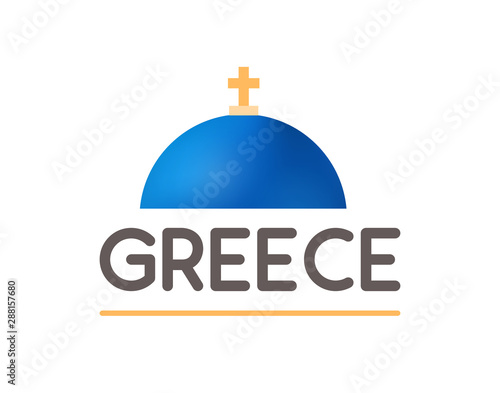 Blue dome of Greek Church - Vector logotype illustration isolated on white for travel company.