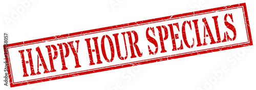 happy hour specials stamp. happy hour specials square grunge sign. happy hour specials