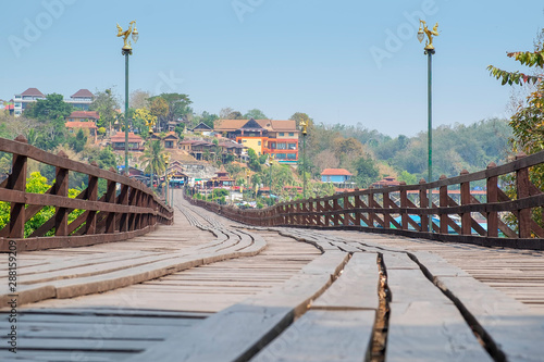 Mon bridge, officially name is Auttamanusorn-Wooden-Bridge. A wooden bridge across the Songgaria river to the village of Mon. It is the longest wooden bridge in Thailand. 