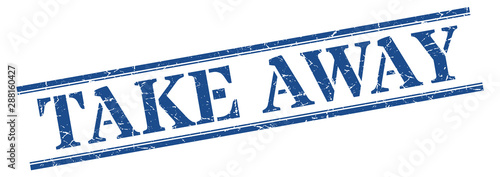 take away stamp. take away square grunge sign. take away