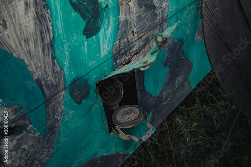Wallpaper Mural the side of the old abandoned bus green located in the field Torontodigital.ca