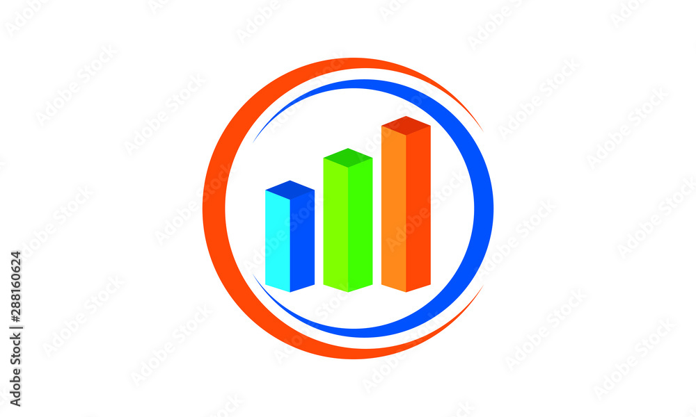 Colorful bar chart growth icon with circular arrows indicating progress and success Colorful bar chart growth icon with circular arrows indicating progress and success