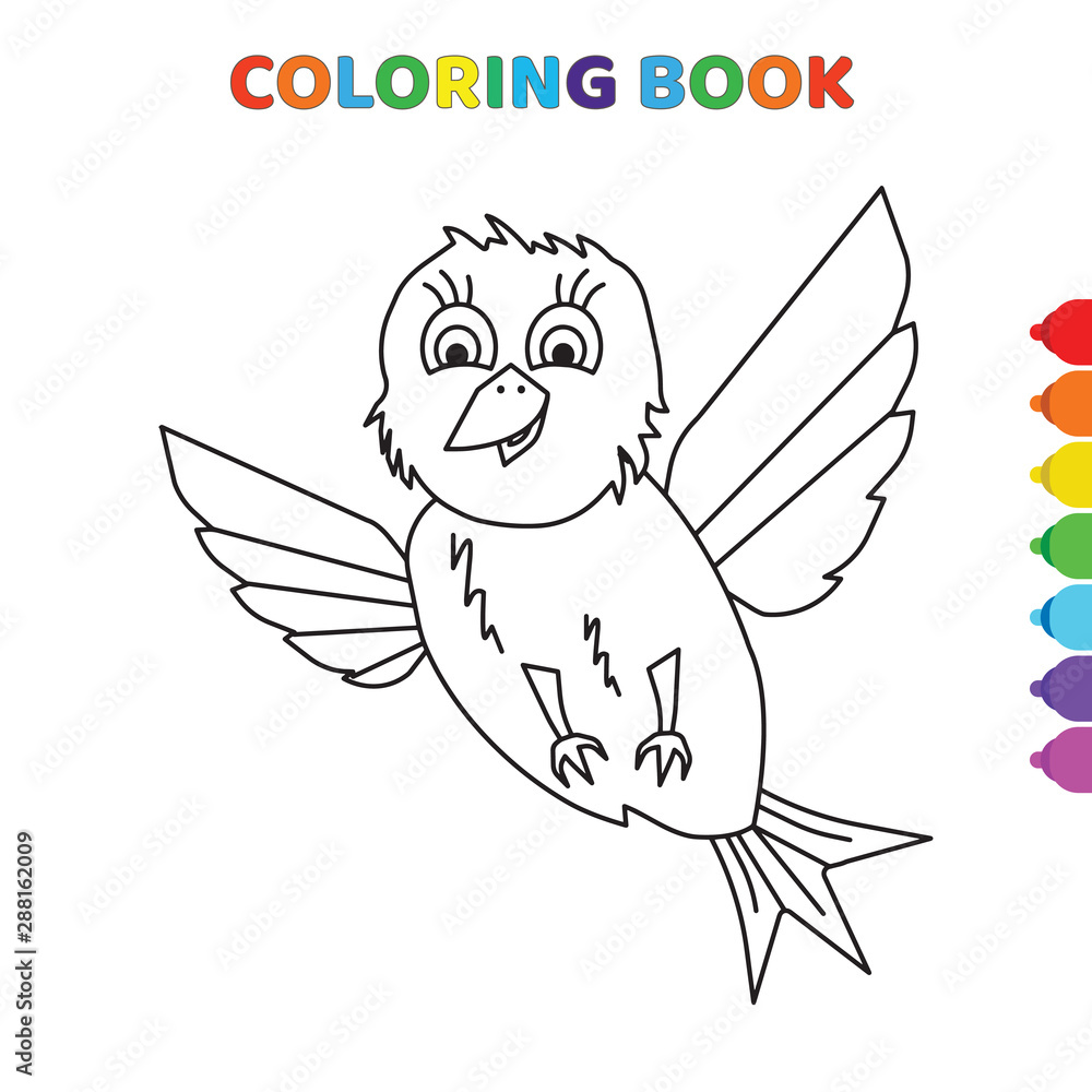 cute flying bird coloring page