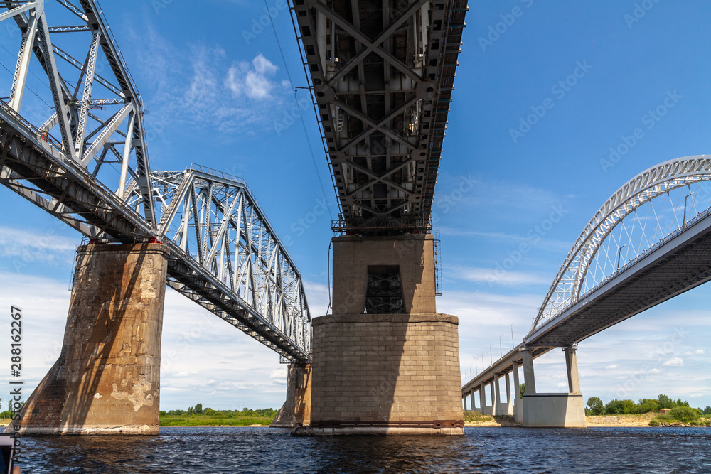 Railroad and road bridges over the Vilga river Railroad and road bridges over the Vilga river