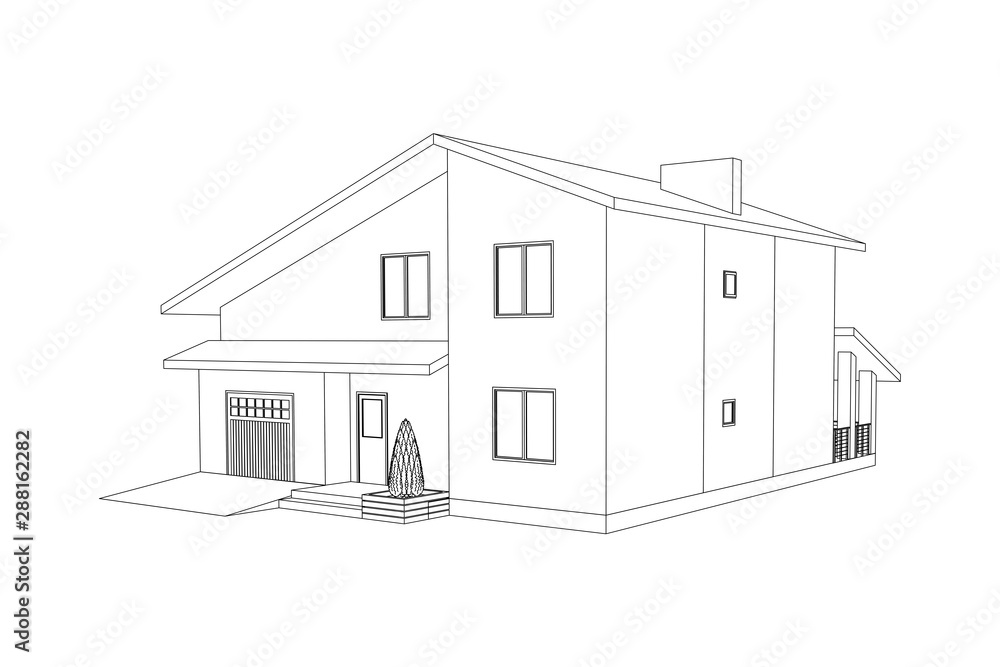 Townhouse Architectural Sketch Illustration Stock Vector by ©SAdesign  551878132
