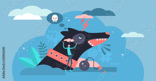 Aggressive vector illustration. Flat tiny angry emotion persons concept.
