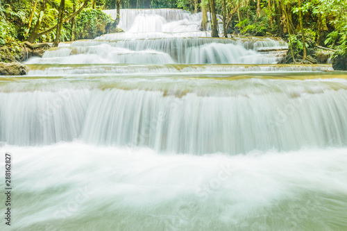 Huai Mae Khamin Waterfalls in Tropical Rainforest at Kanchanaburi Province, Thailand © wanna