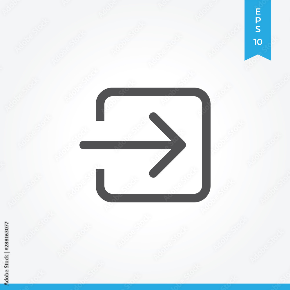 Login square arrow vector icon, simple sign for web site and mobile app. Login square arrow vector icon, simple sign for web site and mobile app.