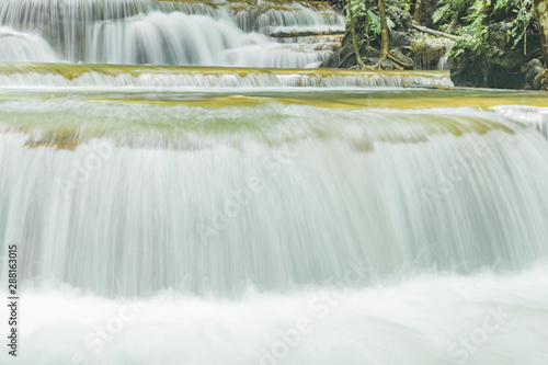 Huai Mae Khamin Waterfalls in Tropical Rainforest at Kanchanaburi Province  Thailand
