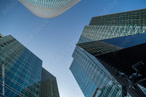 Skyscrapers of Moscow city business center closeup. Moscow International Business Center also referred to as Moscow-City