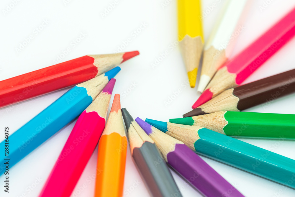 Colored pencil on white background Colored pencil on white background