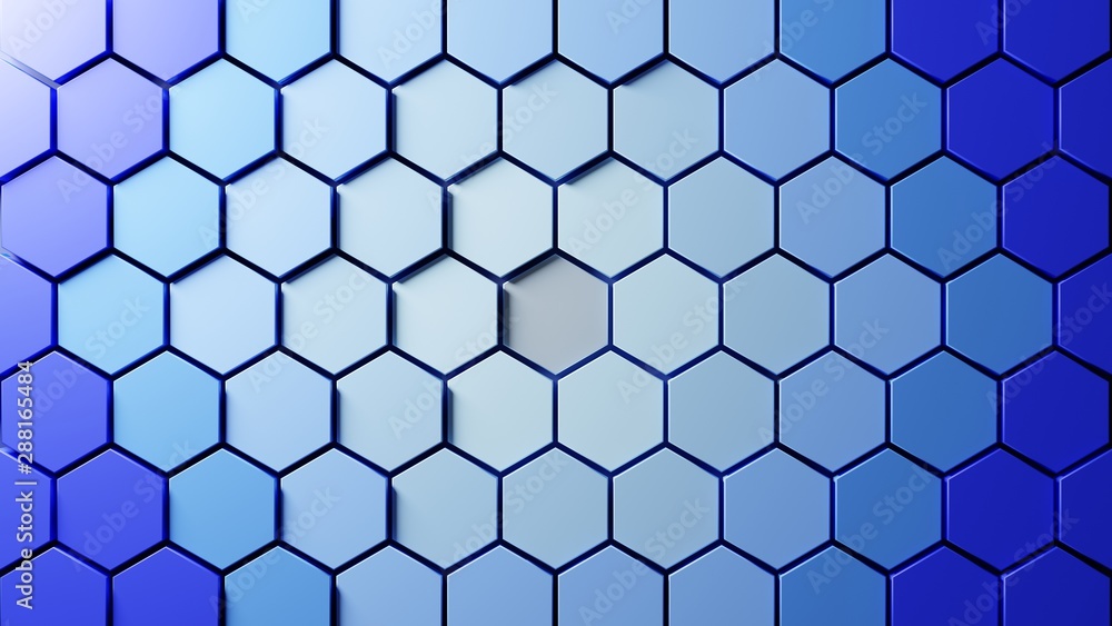 three dimensional computer generated image of abtract gradient blue hexagon background three dimensional computer generated image of abtract gradient blue hexagon background