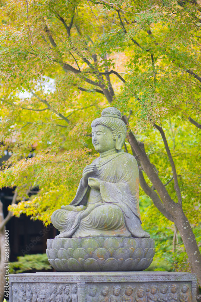 Stone Buddist statues of Hase-dera temple in Kamakura, Japan.
