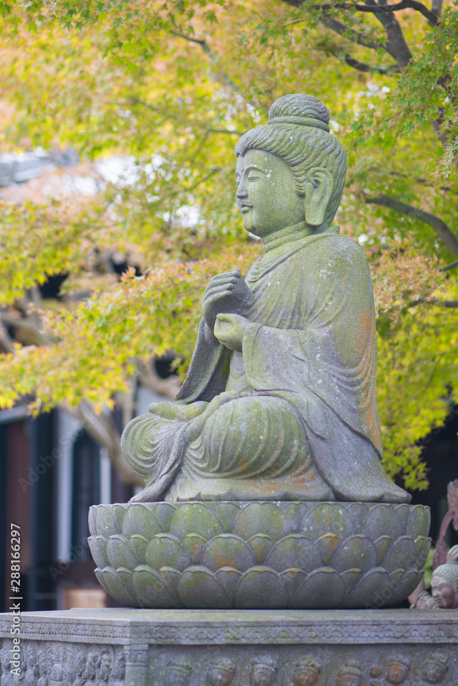 Stone Buddist statues of Hase-dera temple in Kamakura, Japan.