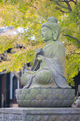 Stone Buddist statues of Hase-dera temple in Kamakura  Japan.