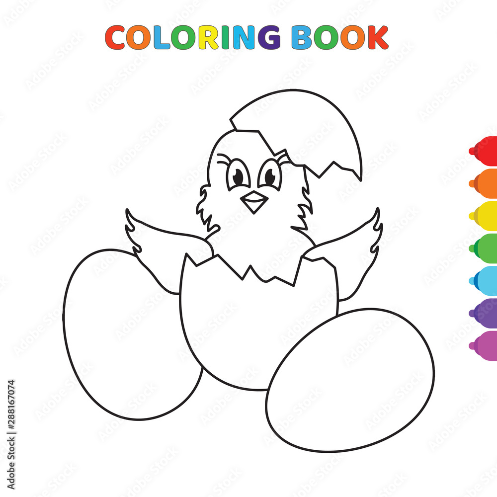 cute cartoon chick exits from egg coloring book for kids. black and white vector illustration for coloring book. chick exits from egg concept hand drawn illustration cute cartoon chick exits from egg coloring book for kids. black and white vector illustration for coloring book. chick exits from egg concept hand drawn illustration