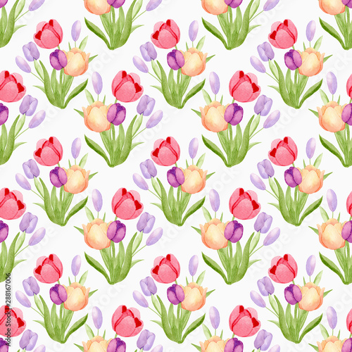 seamless pattern with colorful tulips © Alisa Nanta