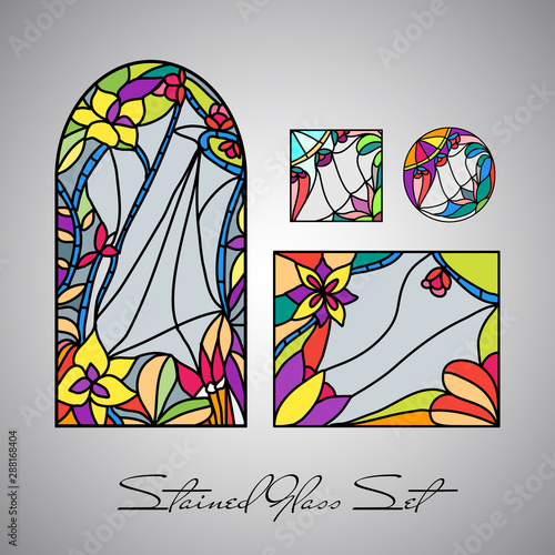 Floral bright stained glass decorative pattern colored mosaic