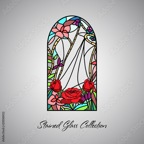 Floral bright stained glass decorative pattern colored mosaic