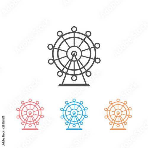 Ferris wheel Vector Icon Set on white. Vector illustration
