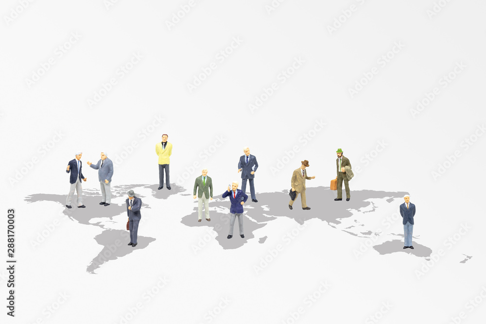 Business Teamwork and Global Concept : Group of business people standing on the world map. Business Teamwork and Global Concept : Group of business people standing on the world map.