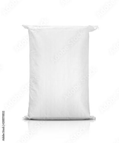 Fotografiet sand bag or white plastic canvas sack for rice or agriculture product