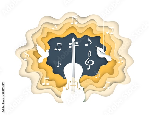 Music concept vector illustration in paper art style