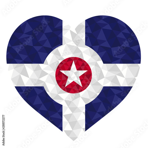 Polygonal flag of Indianapolis heart shaped. Low poly style vector illustration eps