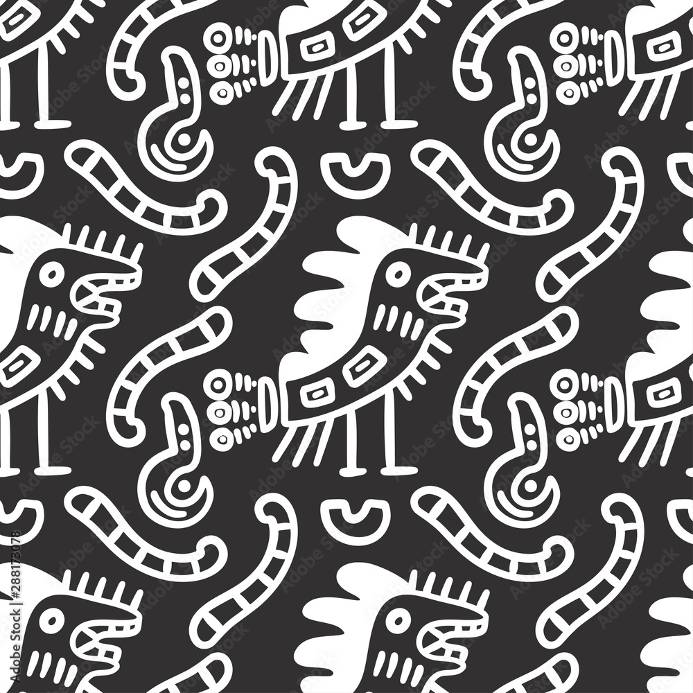 Obraz premium Seamless aztec vector pattern. Tribal traditional indian fabric design. Folk vintage illustration.