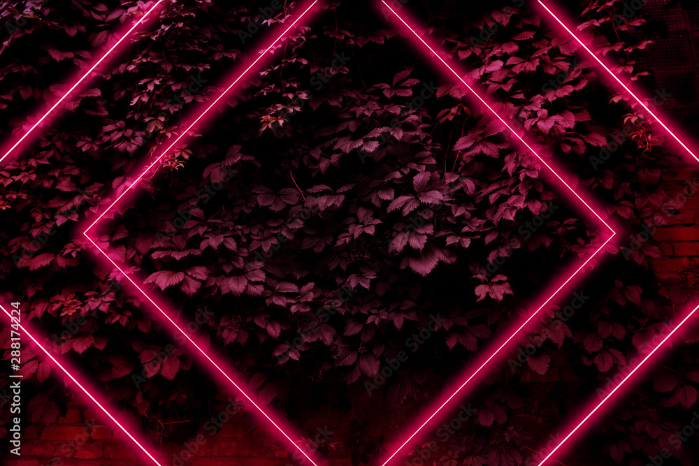 Bright neon red glow, futuristic background in retro 80s 90s style