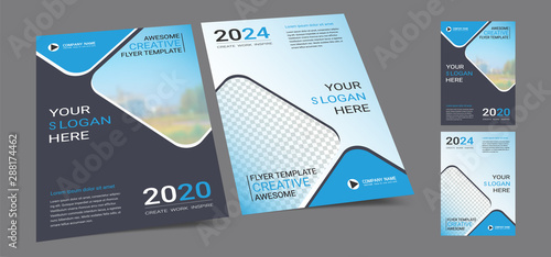 Poster cover book design template in A4 layout with space for photo background, Cmyk 2 tone color suitable for annual report, proposal, portfolio, brochure, flyer, leaflet, catalog, magazine, booklet.