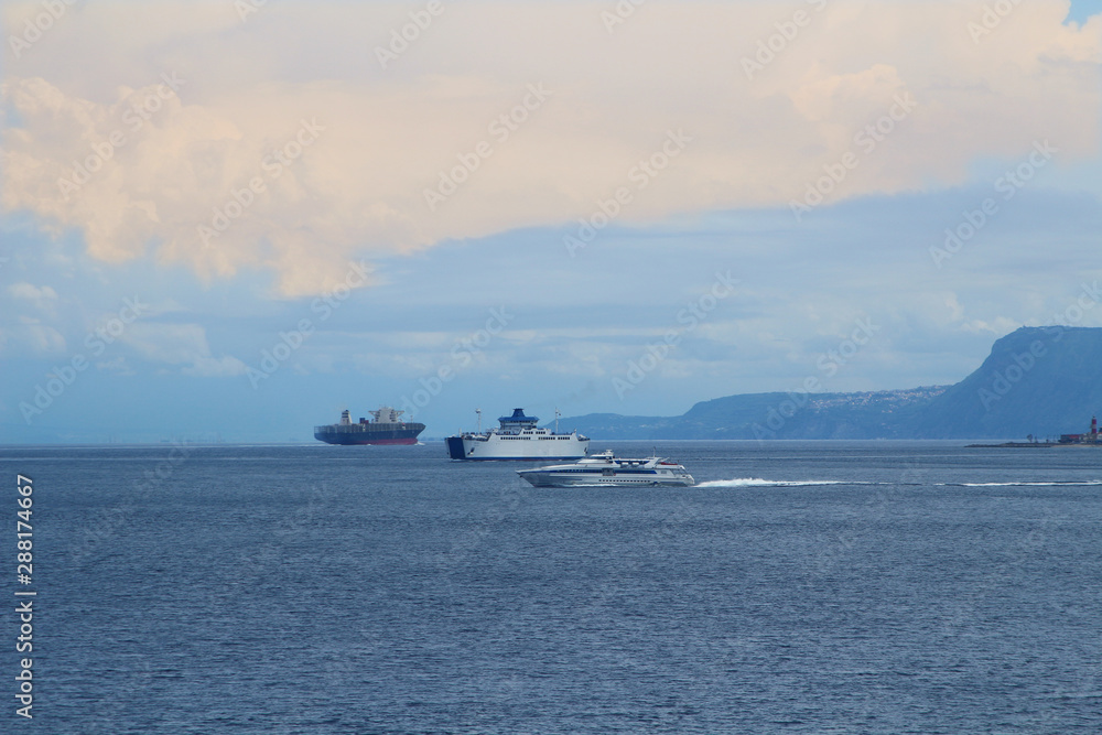 Ships in the strait of Messina operating between Sicily and Italy mainland Ships in the strait of Messina operating between Sicily and Italy mainland