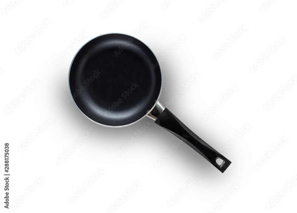 One of black pan with white background. Object for cooking , recipe or kitchen issue. One of black pan with white background. Object for cooking , recipe or kitchen issue.