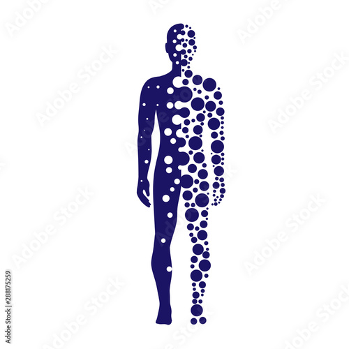 Abstract silhouette human with blue circles dotted logo vector