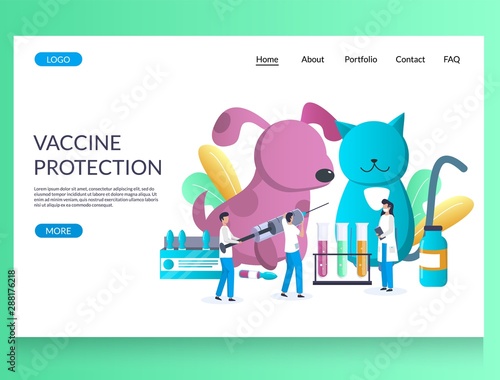 Vaccine protection vector website landing page design template