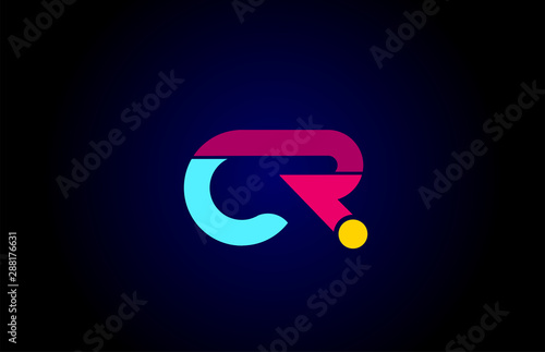 pink blue alphabet letter CR C R combination for company logo