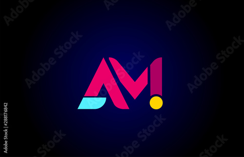 pink blue alphabet letter AM A M combination for company logo