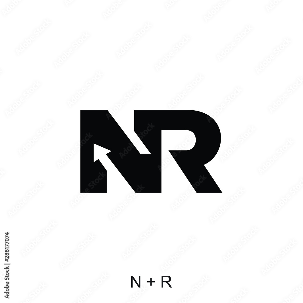 letter N and R with arrow negative space concept, typography of NR vector ready to use letter N and R with arrow negative space concept, typography of NR vector ready to use