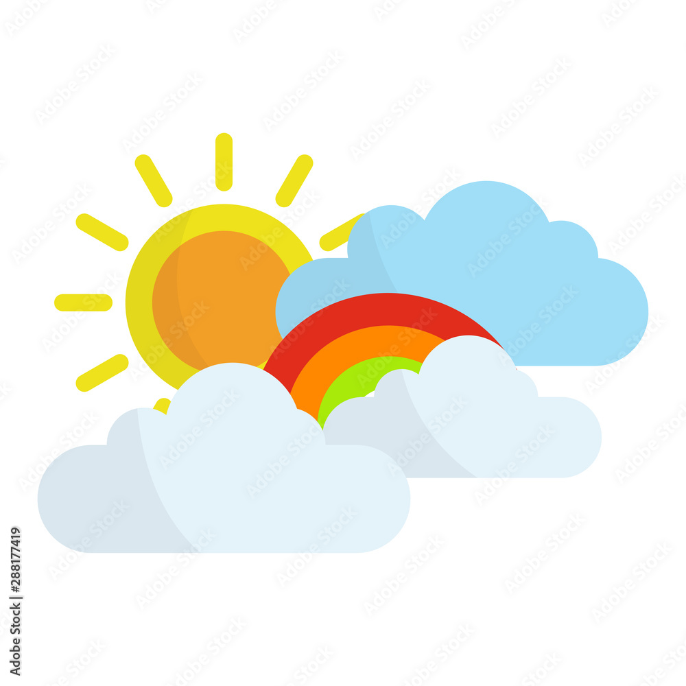 flat icons of sun,cloud,rainbow in modern style,vector illustrations flat icons of sun,cloud,rainbow in modern style,vector illustrations