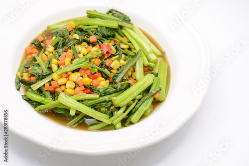 Stir fried Chinese kale with oyster sauce and pork