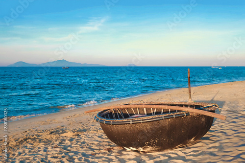 Basket boat on An Bang beach, Hoi An, Vietnam