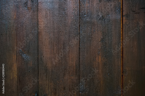 texture: dark brown old wooden door closeup - background