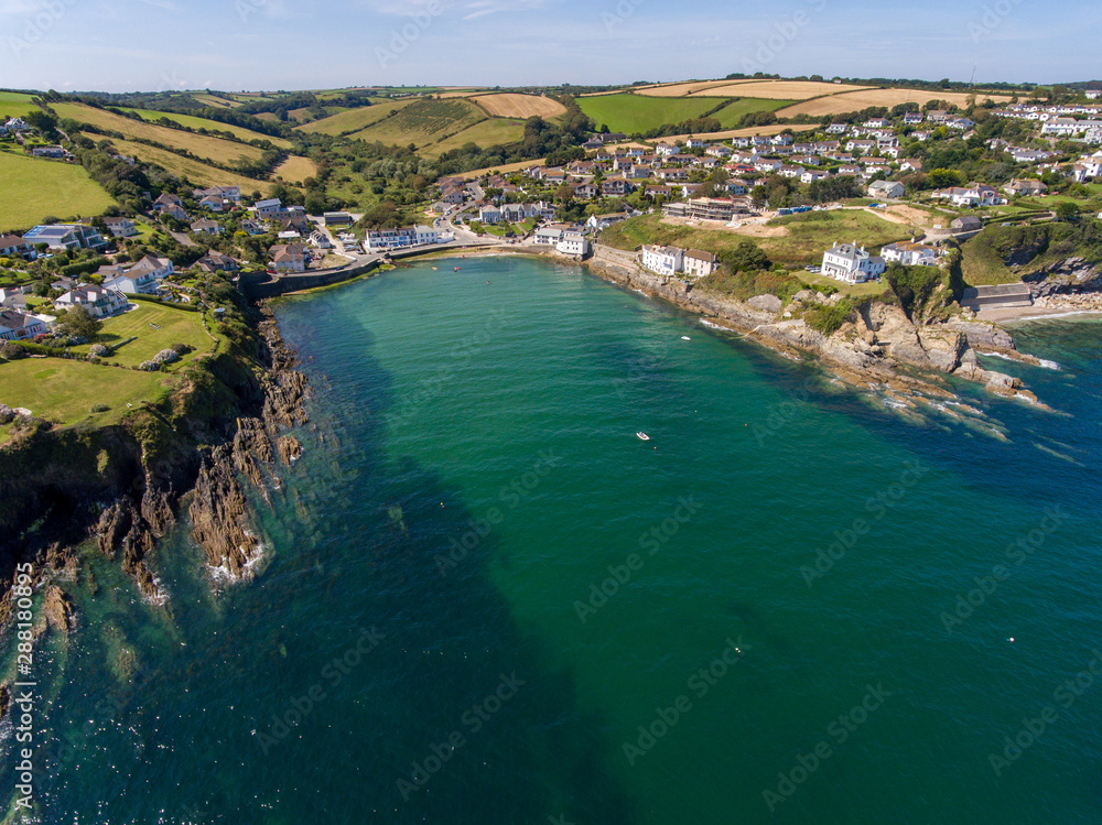 Aerial View of Portmellon in Cornwall from a drone